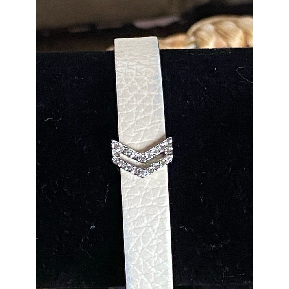 KEEP Collective Silver Tone Pave Chevron Framing Sliding Charm Key